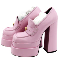 VERSACE Juno Platform Leather Pumps Pink Size 36 1/2