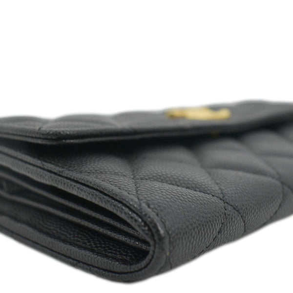 CHANEL Long Flap Quilted Caviar Wallet Black - sign of uses