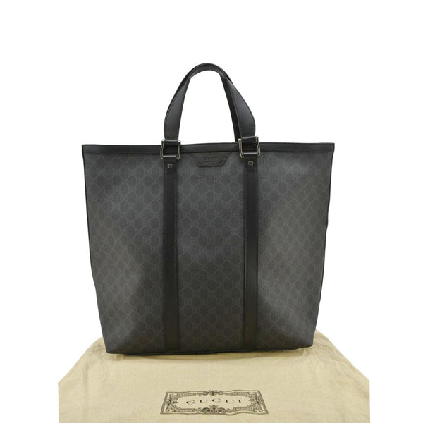 GUCCI GG Supreme Canvas Medium Black Tote Bag back side