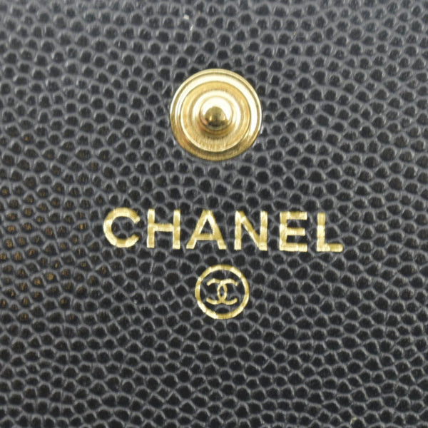 CHANEL Long Flap Quilted Caviar Wallet Black brand name