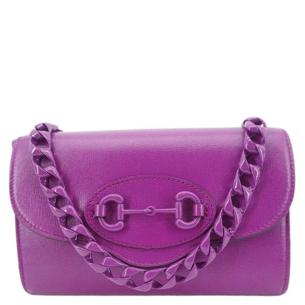 GUCCI Horsebit 1955 mini Leather Shoulder Bag Purple 724713