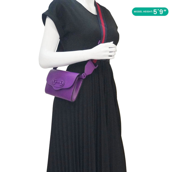 GUCCI Horsebit 1955 mini Leather Shoulder Bag Purple 724713