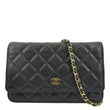 CHANEL Woc Caviar Leather Wallet On Chain Clutch Bag Black