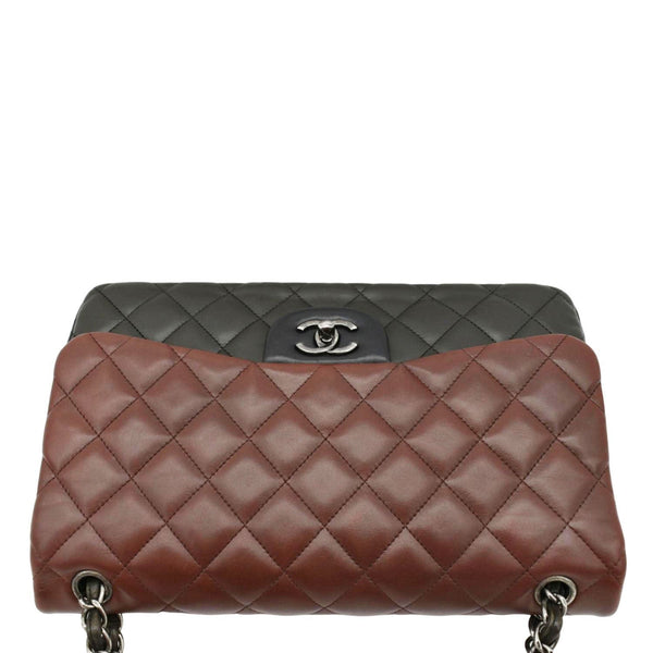 CHANEL Classic Double Flap Medium Quilted Leather Crossbody Tricolor