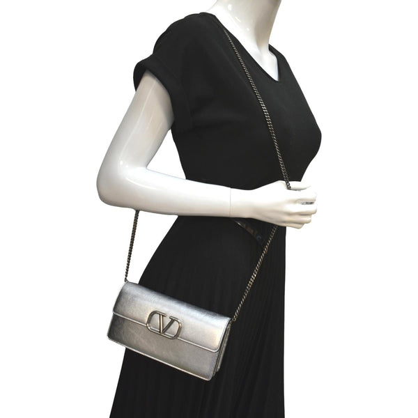 Valentino VLogo Signature Leather Wallet Crossbody Bag - Full View