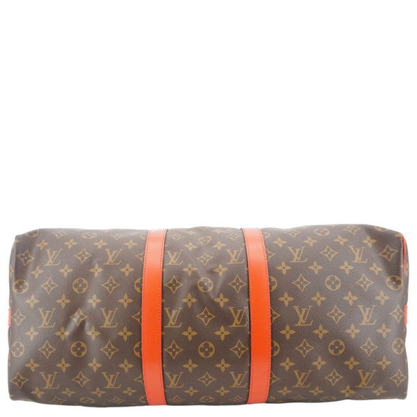 LOUIS VUITTON Keepall Bandoulière 50 Monogram Canvas Travel Bag Coquelicot