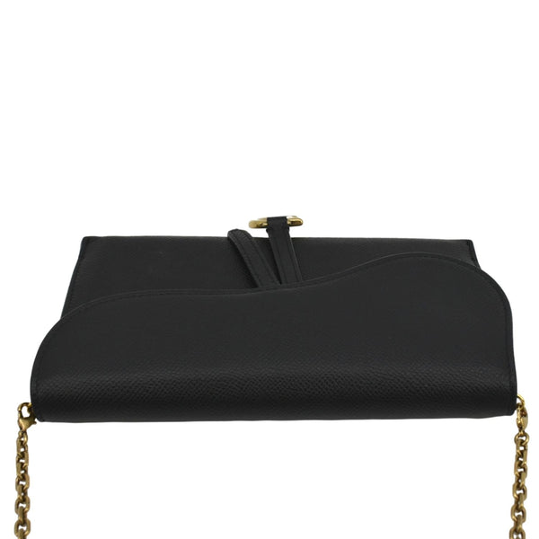 CHRISTIAN DIOR Long Saddle Leather Crossbody Chain Wallet Black