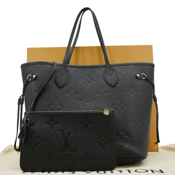 LOUIS VUITTON Neverfull MM Empreinte Leather Tote Shoulder Bag Black