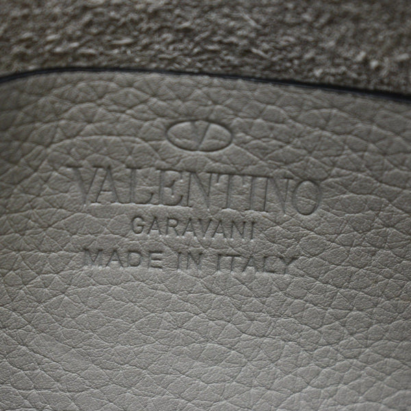 VALENTINO Double Zip Rockstud Leather Chain Crossbody Bag Grey