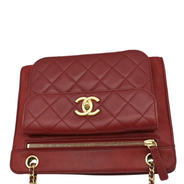 CHANEL Square Front Pocket  Crossbody Bag Red upper look