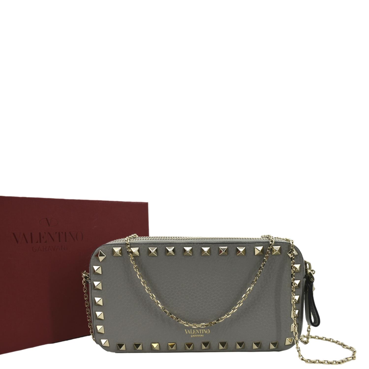 Valentino Double Zip Rockstud Leather Crossbody Bag