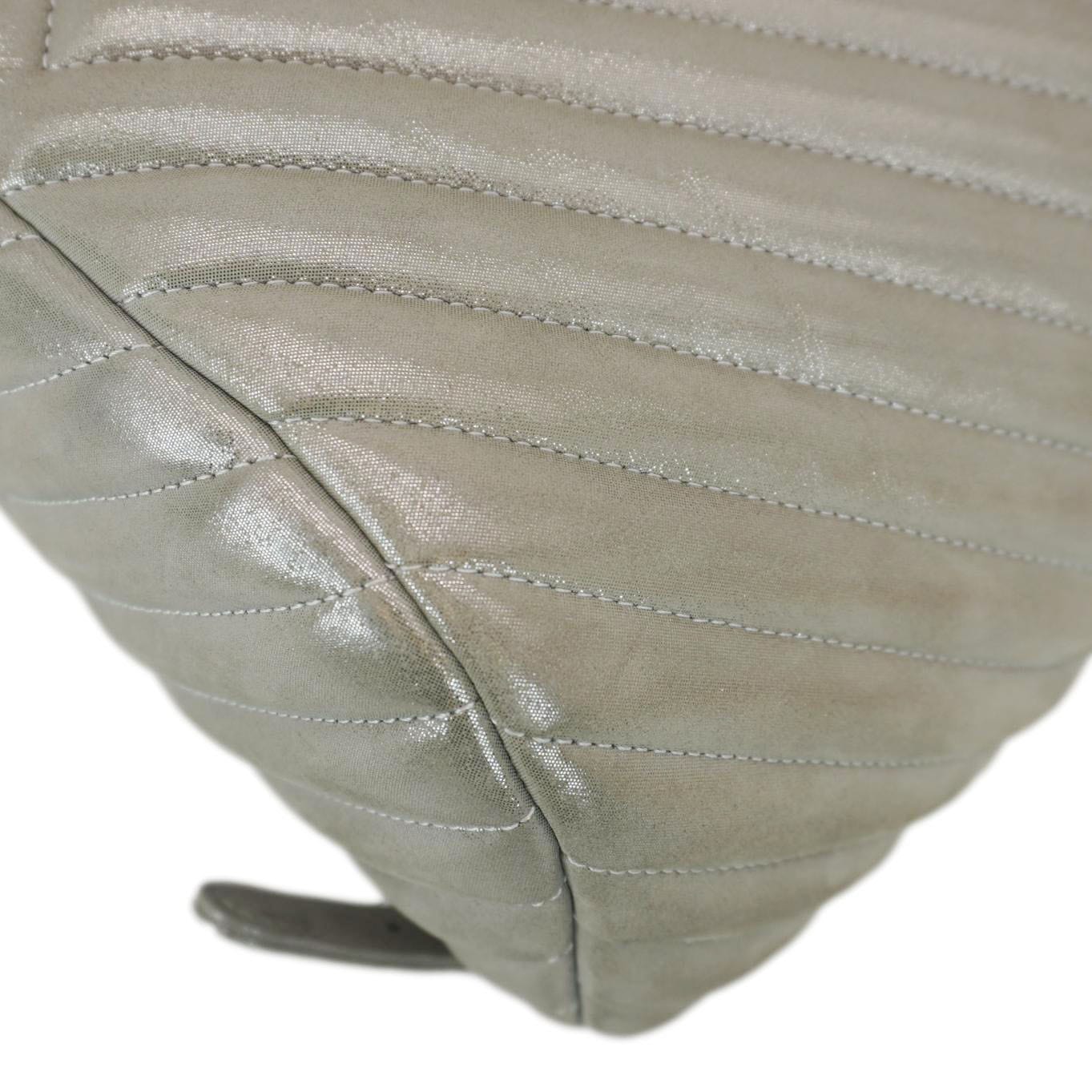 chevron textured faux leather backpack CHANEL Urban Spirit Chevron Calfskin Silver Leather Backpack