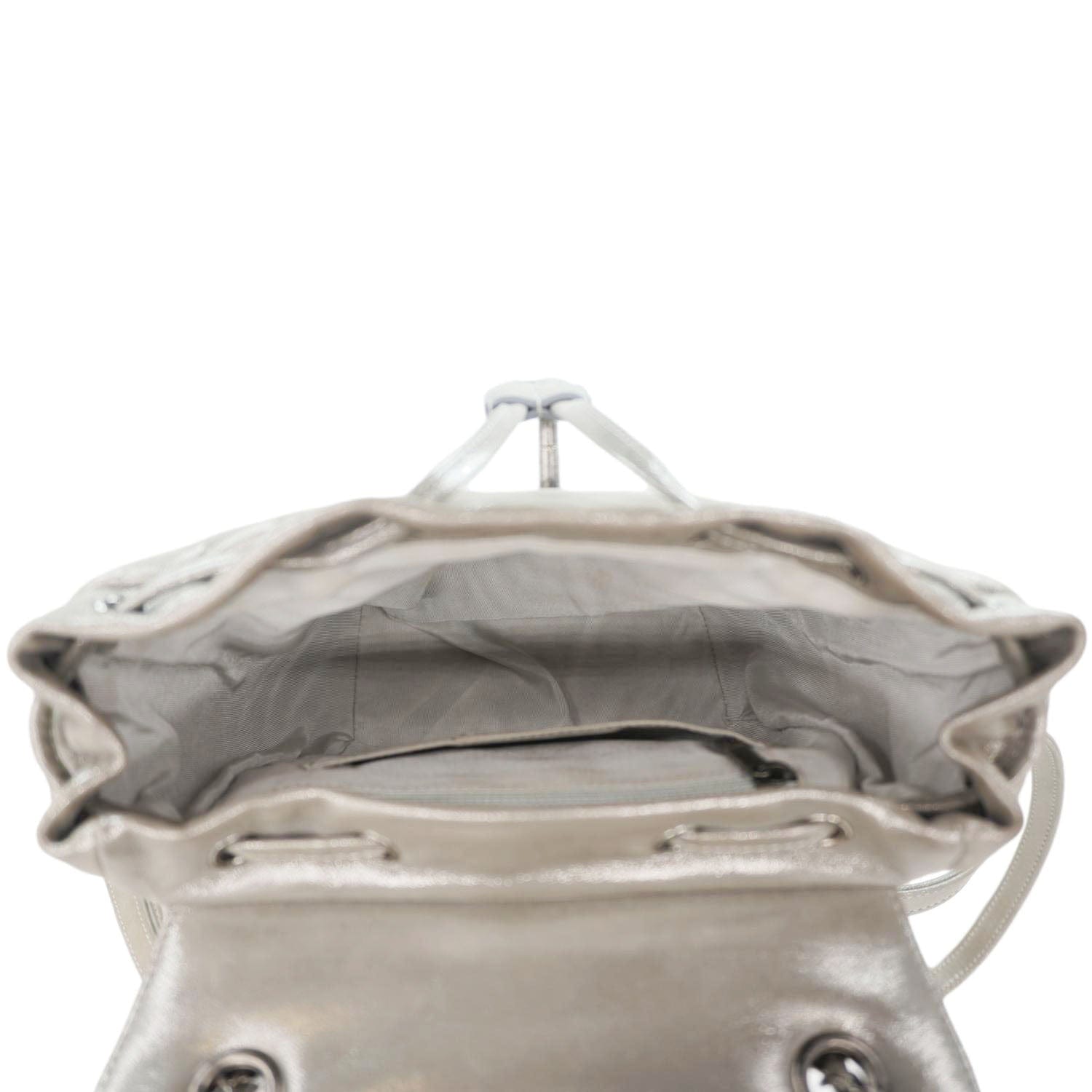 chanel chevron leather backpack CHANEL Urban Spirit Chevron Calfskin Silver Leather Backpack