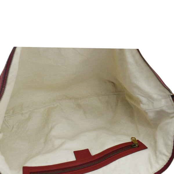 GUCCI Half Moon Logo Calfskin Leather Hobo Shoulder Bag Red 523588