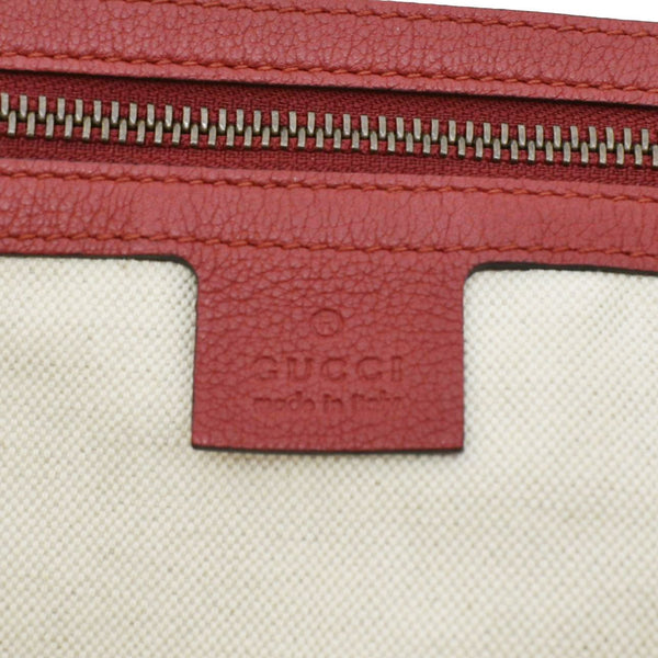 GUCCI Half Moon Logo Calfskin Leather Hobo Shoulder Bag Red 523588