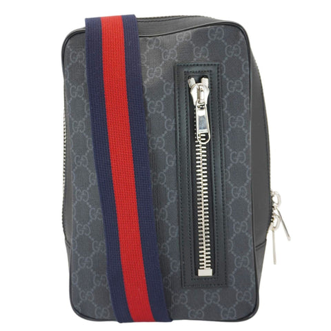 GUCCI GG Supreme Canvas Belt Bag with Zip Pocket Black 478325