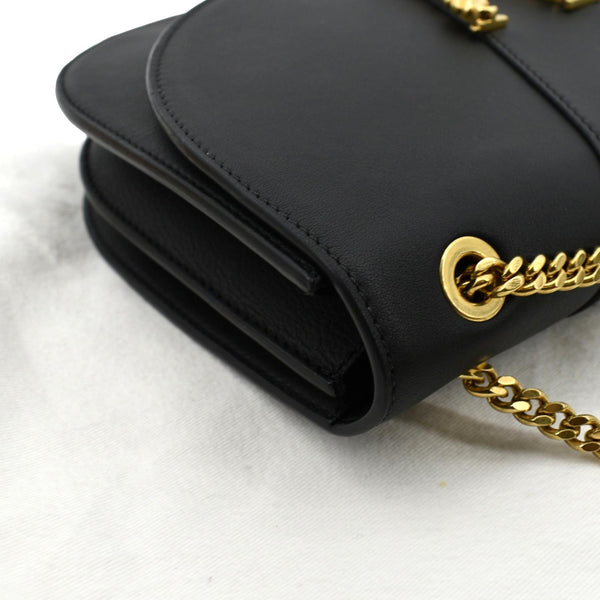 Versace Virtus Leather Chain Shoulder Bag in Black - Top Right