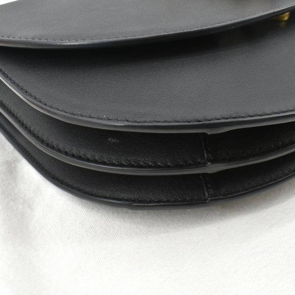 Versace Virtus Leather Chain Shoulder Bag in Black - Bottom Left