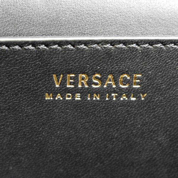 Versace Virtus Leather Chain Shoulder Bag in Black - Made in Italy