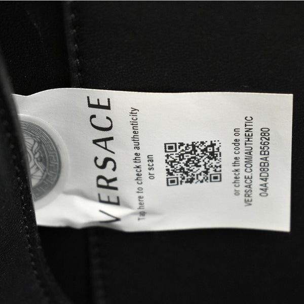 Versace Virtus Leather Chain Shoulder Bag in Black - Tag