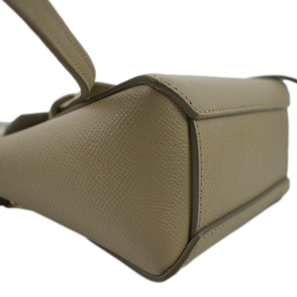 CELINE Nano Belt Grained Leather 2Way Shoulder Bag Taupe