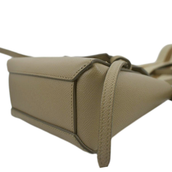 CELINE Nano Belt Grained Leather 2Way Shoulder Bag Taupe