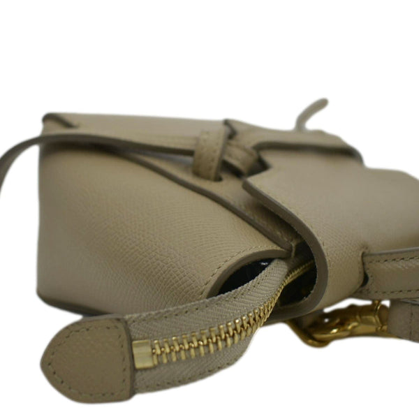 CELINE Nano Belt Grained Leather 2Way Shoulder Bag Taupe