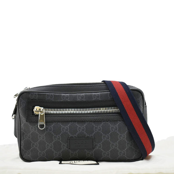 GUCCI GG Supreme Canvas Zip Belt Bag Black 474293