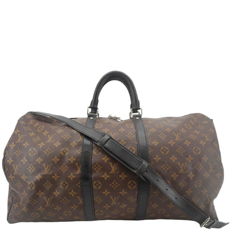 LOUIS VUITTON Keepall 55 Bandouliere Monogram Canvas Travel Bag Black