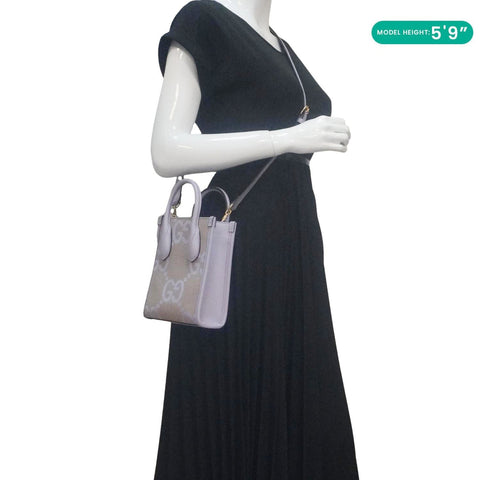 GUCCI Jumbo GG Canvas Mini Tote Bag Purple  671623