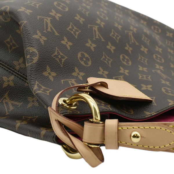 LOUIS VUITTON Monogram Canvas Hobo Shoulder Bag Brown upper left corner look 