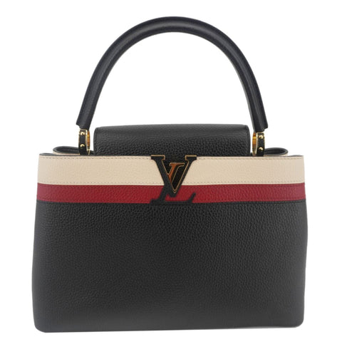 LOUIS VUITTON Capucines MM Taurillon Leather Satchel Bag Black