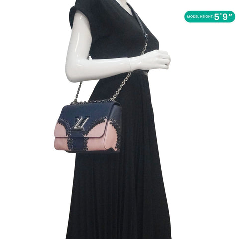 LOUIS VUITTON Twist MM Braided Epi Leather Shoulder Bag Blue