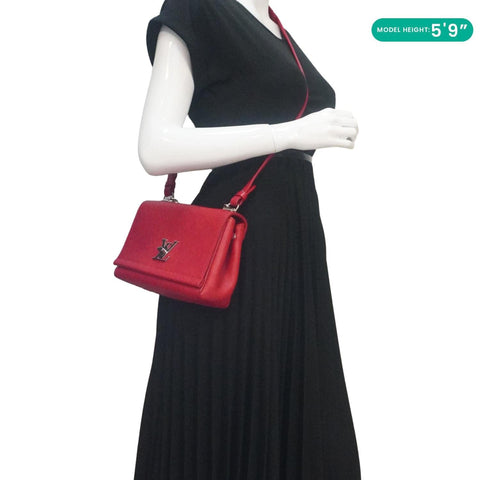 LOUIS VUITTON Lockme II BB  Pebbled Leather Crossbody Bag Rubis