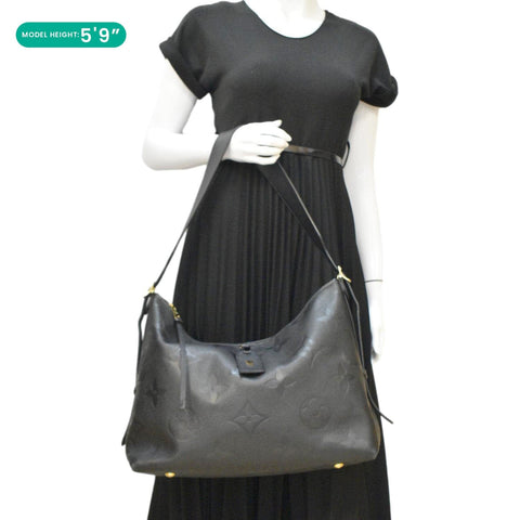 LOUIS VUITTON Carryall MM Empreinte Leather Shoulder Bag Black