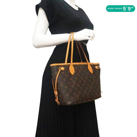 LOUIS VUITTON Neverfull PM Monogram Canvas Tote Bag Brown