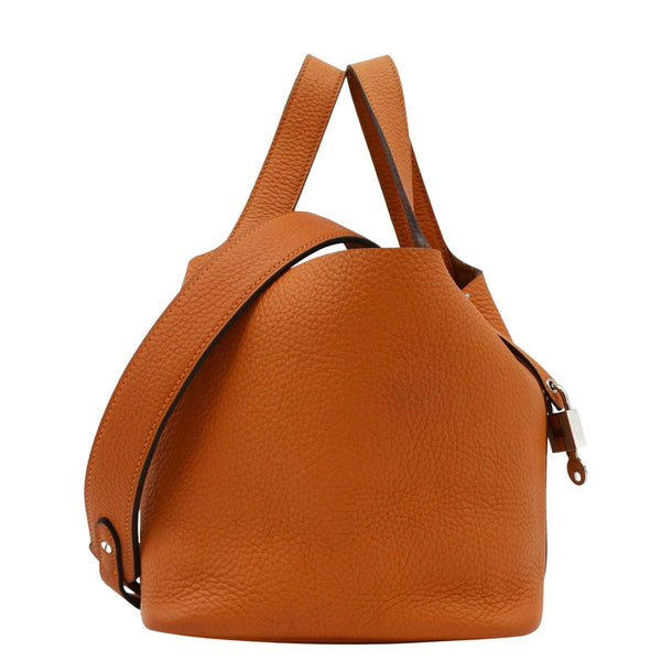 HERMES Picotin Lock 18 Taurillon Clemence Leather Hobo Bag Orange