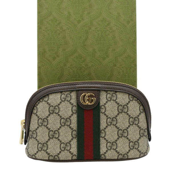 GUCCI Ophidia GG Medium Supreme Canvas Cosmetic Case Beige 625550