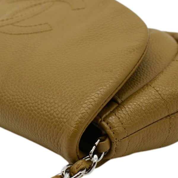 CHANEL Half Moon Caviar Leather Wallet on Chain Crossbody Bag Brown