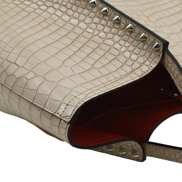 CHRISTIAN LOUBOUTIN Cabata Spike Leather Tote Bag Beige