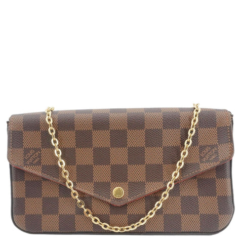 LOUIS VUITTON Felicie Pochette Damier Ebene Crossbody Bag Brown