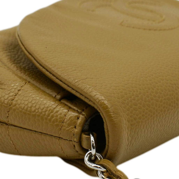 CHANEL Half Moon Caviar Leather Wallet on Chain Crossbody Bag Brown