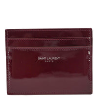 YVES SAINT LAURENT Cassandra Leather Card Holder Burgundy