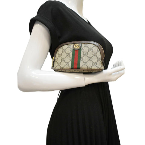 GUCCI Ophidia GG Medium Supreme Canvas Cosmetic Case Beige 625550