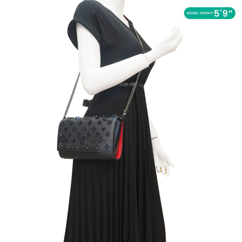 CHRISTIAN LOUBOUTIN Paloma Spikes Leather Clutch Crossbody Bag Black