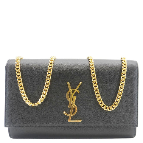 YVES SAINT LAURENT Kate Medium Grain De Poudre Leather Crossbody Bag Black