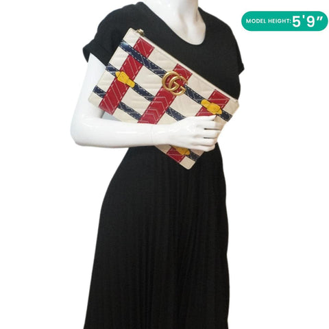 GUCCI GG Marmont Trompe L'Oeil Print Matelasse Leather Pouch Multicolor 466489