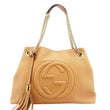 GUCCI Soho Medium Chain Leather Tote Bag Beige 536196