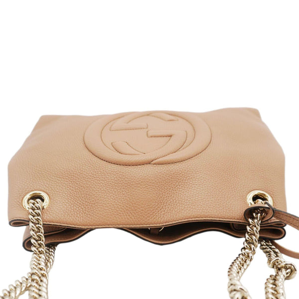 GUCCI Soho Medium Chain Leather Tote Bag Beige 536196