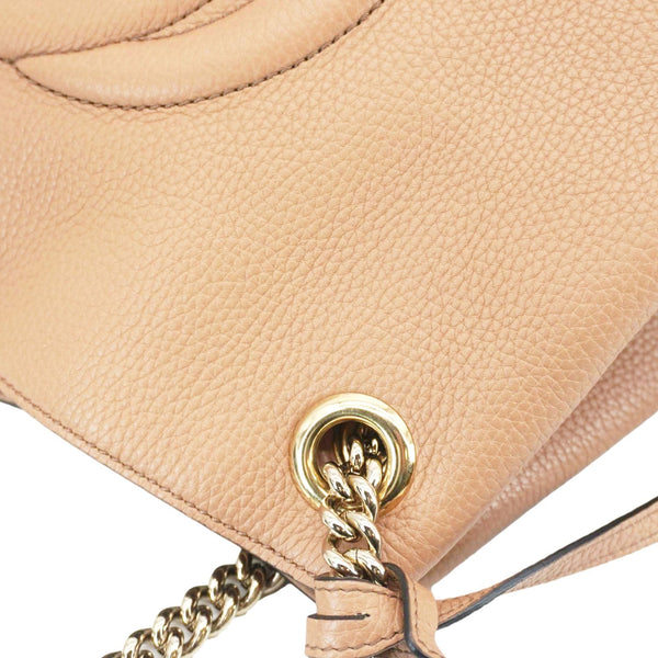 GUCCI Soho Medium Chain Leather Tote Bag Beige 536196